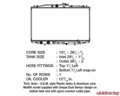 CSF OEM Plastic Radiator Acura TSX 2.4L 2004-2008 - 3366