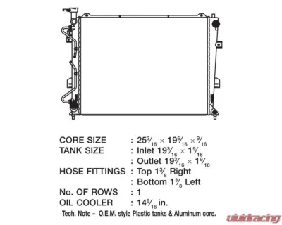 CSF Radiators OEM Plastic Radiator for Kia Rondo 2.7L 2007-2012, 1 Row, Aluminum Core - 3408