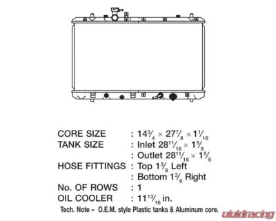 CSF Radiators OEM Plastic Radiator for Suzuki SX4 2.0L 2007-2009, Aluminum Core, Downflow - 3444