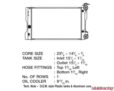 CSF Radiators OEM Plastic Radiator for Toyota Matrix 1.8L 2009-2013, Aluminum Core - 3445