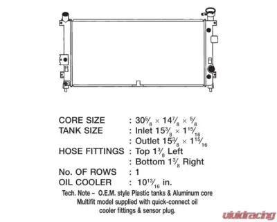 CSF Radiators CSF OEM Plastic Radiator for Pontiac Aztek 3.4L 2001-2005, Aluminum Core - 3448
