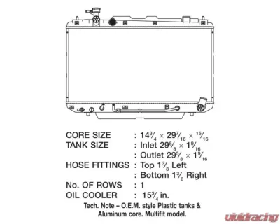 CSF Radiators Plastic Radiator for Toyota RAV4 2.0L 2002-2003, OE Style, Aluminum Core - 3474