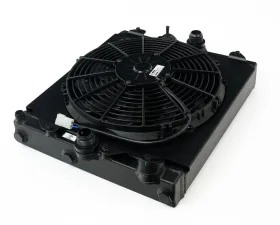 CSF Cooling - Racing & High Performance Division Universal Half Radiator - Evo 7/8/9 / 92-00 Civic - w/ SPAL Fan & Shroud - Black Center