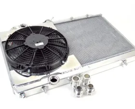 CSF Cooling - Racing & High Performance Division Mitsubishi Evo 4/5/6/7/8/9 Full Size Slim All-Aluminum Radiator w/ 12in SPAL Fan Center