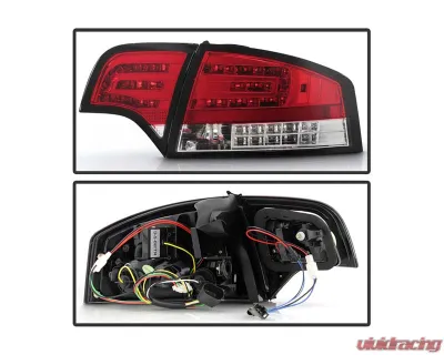 Spyder Auto Red Clear LED Tail Lights for Audi A4 4-Door 2006-2008, ALT-YD-AA406-G2-LED-RC - ALT-YD-AA406-G2-LED-RC