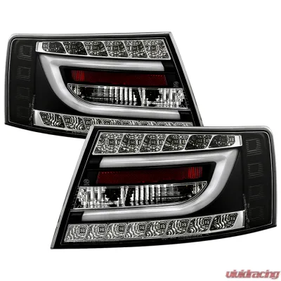 Spyder Auto Black LED Taillights with Light Bar for Audi A6 4-Door 2005-2008 - ALT-YD-AA605-LBLED-BK