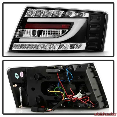 Spyder Auto Black LED Taillights with Light Bar for Audi A6 4-Door 2005-2008 - ALT-YD-AA605-LBLED-BK