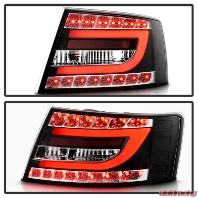 Spyder Auto Black LED Taillights with Light Bar for Audi A6 4-Door 2005-2008 - ALT-YD-AA605-LBLED-BK