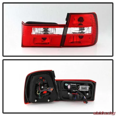 Spyder Auto Red Clear Euro Style Taillights for BMW E34 540i Touring 1993-1995 - ALT-YD-BE3488-RC