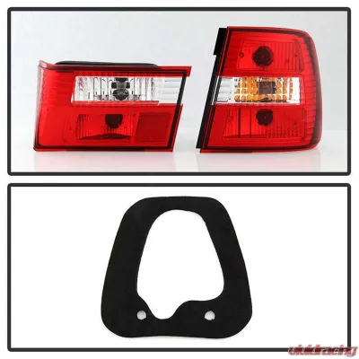 Spyder Auto Red Clear Euro Style Taillights for BMW E34 540i Touring 1993-1995 - ALT-YD-BE3488-RC