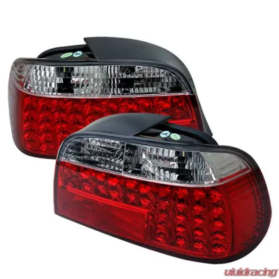 Spyder Auto Red Clear LED Taillights for BMW E38 L7 1998-2001, Custom Fit - ALT-YD-BE3895-LED-RC