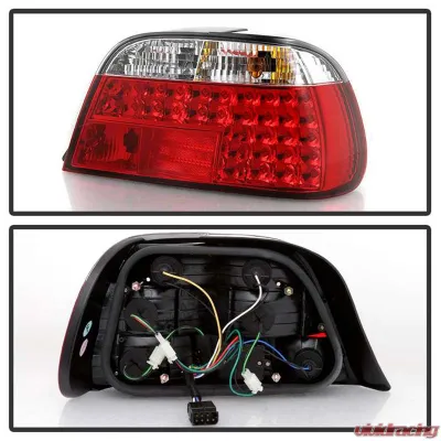 Spyder Auto Red Clear LED Taillights for BMW E38 L7 1998-2001, Custom Fit - ALT-YD-BE3895-LED-RC