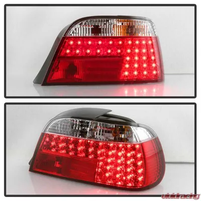 Spyder Auto Red Clear LED Taillights for BMW E38 L7 1998-2001, Custom Fit - ALT-YD-BE3895-LED-RC