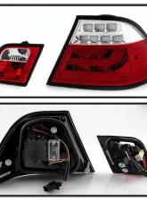 Spyder Auto Red Clear LED Taillights with Light Bar for BMW E46 330xi 2001-2003                                     - ALT-YD-BE4600-LBLED-RC - Image 3