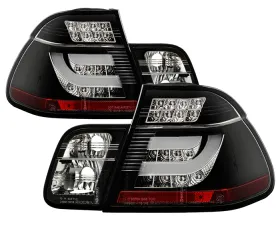 Spyder Auto Black LED Taillights for BMW E46 330xi 4-Door 2002-2005, Light Bar Style