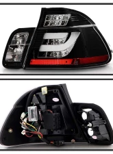 Spyder Auto Black LED Taillights for BMW E46 330xi 4-Door 2002-2005, Light Bar Style                                     - ALT-YD-BE4602-4D-LBLED-BK - Image 2