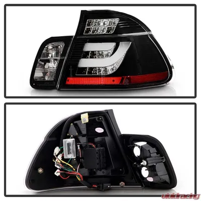 Spyder Auto Black LED Taillights for BMW E46 330xi 4-Door 2002-2005, Light Bar Style - ALT-YD-BE4602-4D-LBLED-BK