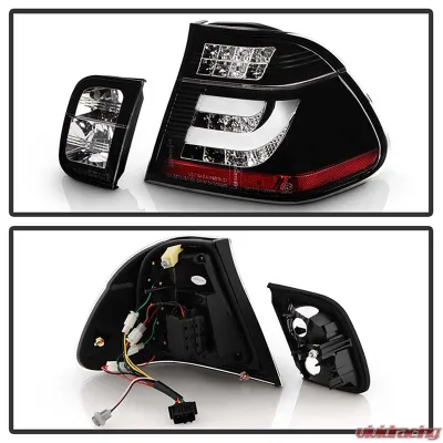 Spyder Auto Black LED Taillights for BMW E46 330xi 4-Door 2002-2005, Light Bar Style - ALT-YD-BE4602-4D-LBLED-BK