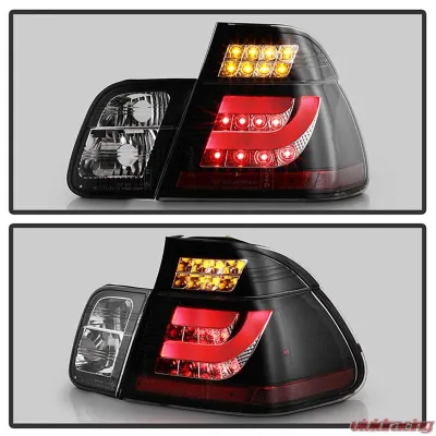 Spyder Auto Black LED Taillights for BMW E46 330xi 4-Door 2002-2005, Light Bar Style - ALT-YD-BE4602-4D-LBLED-BK