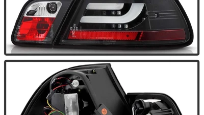 Spyder Auto Black LED Taillights for BMW E46 330xi 2-Door 2004-2006, Light Bar Style                                     - ALT-YD-BE4604-LBLED-BK - Image 2
