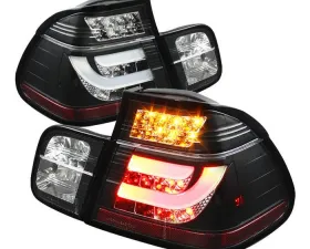 Spyder Auto Black LED Taillights for BMW E46 330xi 4-Door 2001, Light Bar Style