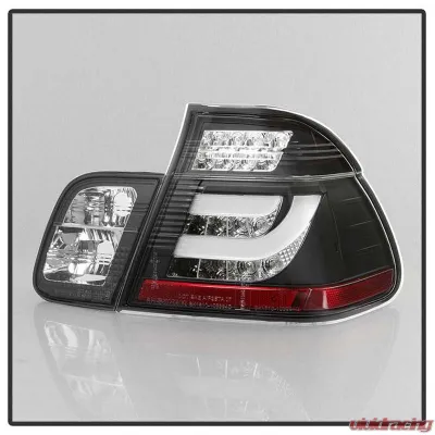 Spyder Auto Black LED Taillights for BMW E46 330xi 4-Door 2001, Light Bar Style - ALT-YD-BE4699-4D-LBLED-BK