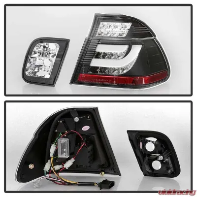Spyder Auto Black LED Taillights for BMW E46 330xi 4-Door 2001, Light Bar Style - ALT-YD-BE4699-4D-LBLED-BK
