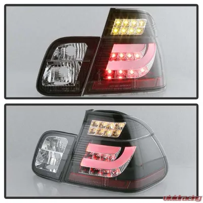 Spyder Auto Black LED Taillights for BMW E46 330xi 4-Door 2001, Light Bar Style - ALT-YD-BE4699-4D-LBLED-BK