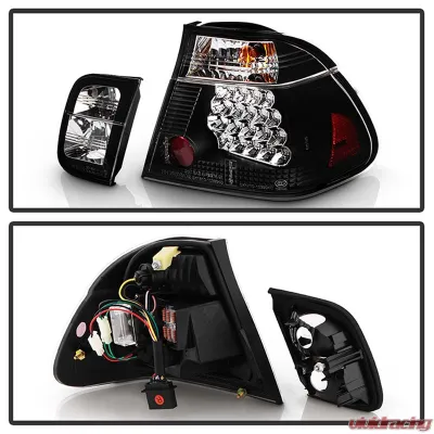 Spyder Auto LED Black Tail Lights for BMW E46 3-Series 4-Door 1999-2001 - ALT-YD-BE4699-4D-LED-BK