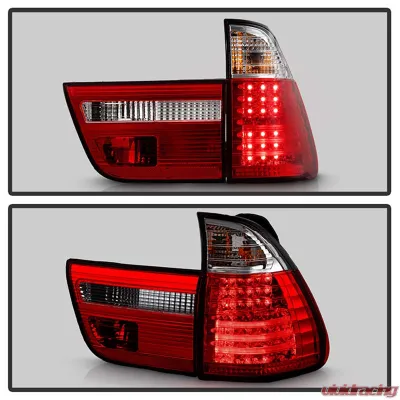 Spyder Auto 4-Piece LED Red Clear Tail Lights for BMW E53 X5 2000-2006 - ALT-YD-BE5300-LED-RC
