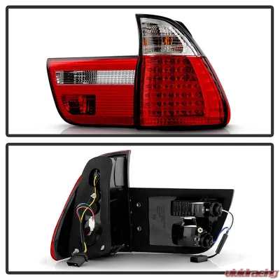 Spyder Auto 4-Piece LED Red Clear Tail Lights for BMW E53 X5 2000-2006 - ALT-YD-BE5300-LED-RC