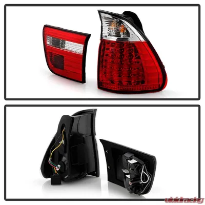 Spyder Auto 4-Piece LED Red Clear Tail Lights for BMW E53 X5 2000-2006 - ALT-YD-BE5300-LED-RC