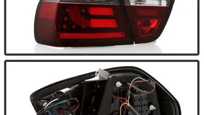 Spyder Auto LED Light Bar Tail Lights Black for BMW E90 3-Series 4-Door 1996-2008                                     - ALT-YD-BE9006-LBLED-G2-BK - Image 2