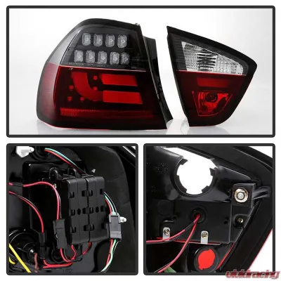 Spyder Auto LED Light Bar Tail Lights Black for BMW E90 3-Series 4-Door 1996-2008 - ALT-YD-BE9006-LBLED-G2-BK