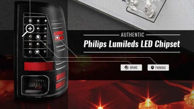 Spyder Auto LED Tail Lights All Black for Dodge Ram 1500/2500/3500 2013-2018                                     - ALT-YD-DRAM13-LED-BKV2 - Image 9