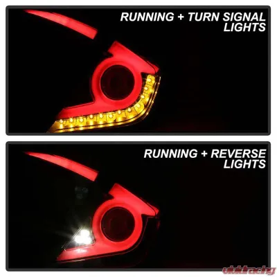 Spyder Auto LED Tail Lights for 2016-2019 Honda Civic 4 Door Black Light Bar - ALT-YD-HC164D-LB-BK