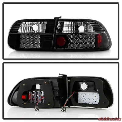 Spyder Auto 3-Door LED Black Tail Lights for Honda Civic 1992-1995 ALT-YD-HC92-3D-LED-BK - ALT-YD-HC92-3D-LED-BK