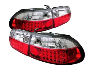 Spyder Auto 3-Door LED Red/Clear Tail Lights Honda Civic 1992-1995