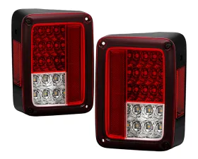 Spyder Auto Red Clear LED Taillights for Jeep Wrangler 2007-2015, ALT-YD-JWA07-LED-RC