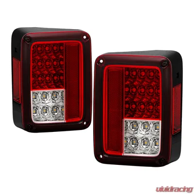 Spyder Auto Red Clear LED Taillights for Jeep Wrangler 2007-2015, ALT-YD-JWA07-LED-RC - ALT-YD-JWA07-LED-RC