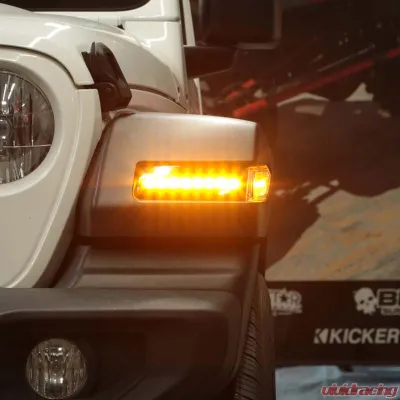 Spyder Auto Full LED Sequential Signal Front Bumper Lights Black Jeep Wrangler 2018-2019 - CBL-YD-JW18LED-SEQ-BK