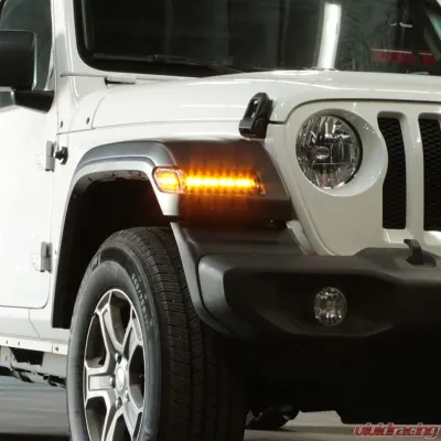 Spyder Auto Full LED Sequential Signal Front Bumper Lights Black Jeep Wrangler 2018-2019 - CBL-YD-JW18LED-SEQ-BK
