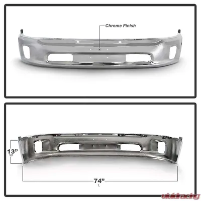 Spyder Auto Front Bumper Chrome w/Fog Light Hole for Dodge Ram 1500 2013-2018 - FB-DR13B-FOG-C