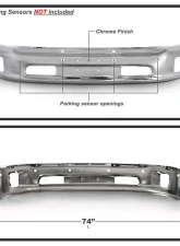 Spyder Auto Front Bumper with Sensor & Fog Light Hole Chrome for Dodge Ram 1500 2014-2018                                     - FB-DR14B-WS-FOG-C - Image 2