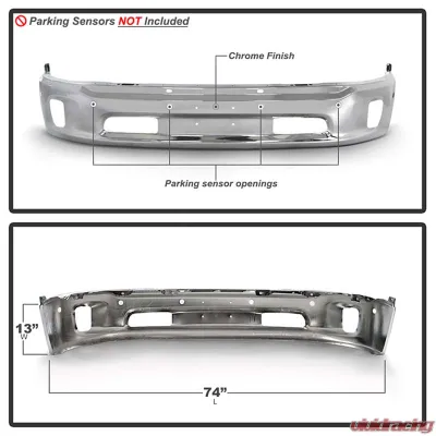 Spyder Auto Front Bumper with Sensor & Fog Light Hole Chrome for Dodge Ram 1500 2014-2018 - FB-DR14B-WS-FOG-C