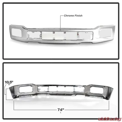 Spyder Auto Front Bumper with Fog Light Holes Chrome for 2018-2020 Ford F150 XLT/Lariat/Platinum - FB-FF15018X-FOG-C