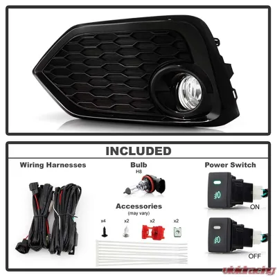 Spyder Auto Fog Light with Switch Clear for 2016-2017 Honda Civic 3Dr Hatchback - FL-HC2017-H-C