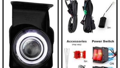 Spyder Auto Halo Projector Clear Fog Lights for GMC Sierra 2003-2006, 4-inch, Clear Lens                                     - FL-P-GS03-HL - Image 2