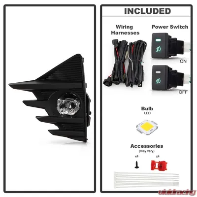 Spyder Auto OEM Style LED Fog Lights for Toyota Prius C 2019 - Clear with OEM Fit Switch - FL-TPRIC19-LED-C