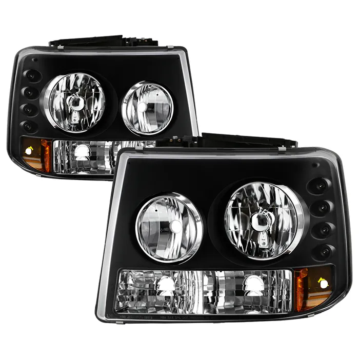 Spyder Auto 1-Piece with Bumper Lights Black Crystal Headlights Chevrolet Tahoe Suburban 1500/2500 2000-2006 - HD-YD-CS99-1PC-AM-BK